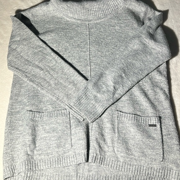 Calvin Klein Gray Ribbed Turtleneck Sweater Dress M - Picture 2 of 15